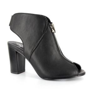 Corkys Edgy Vegas Elastic Slingback Peep Toe Zip Up Pumps Women's Sz 8 NEW